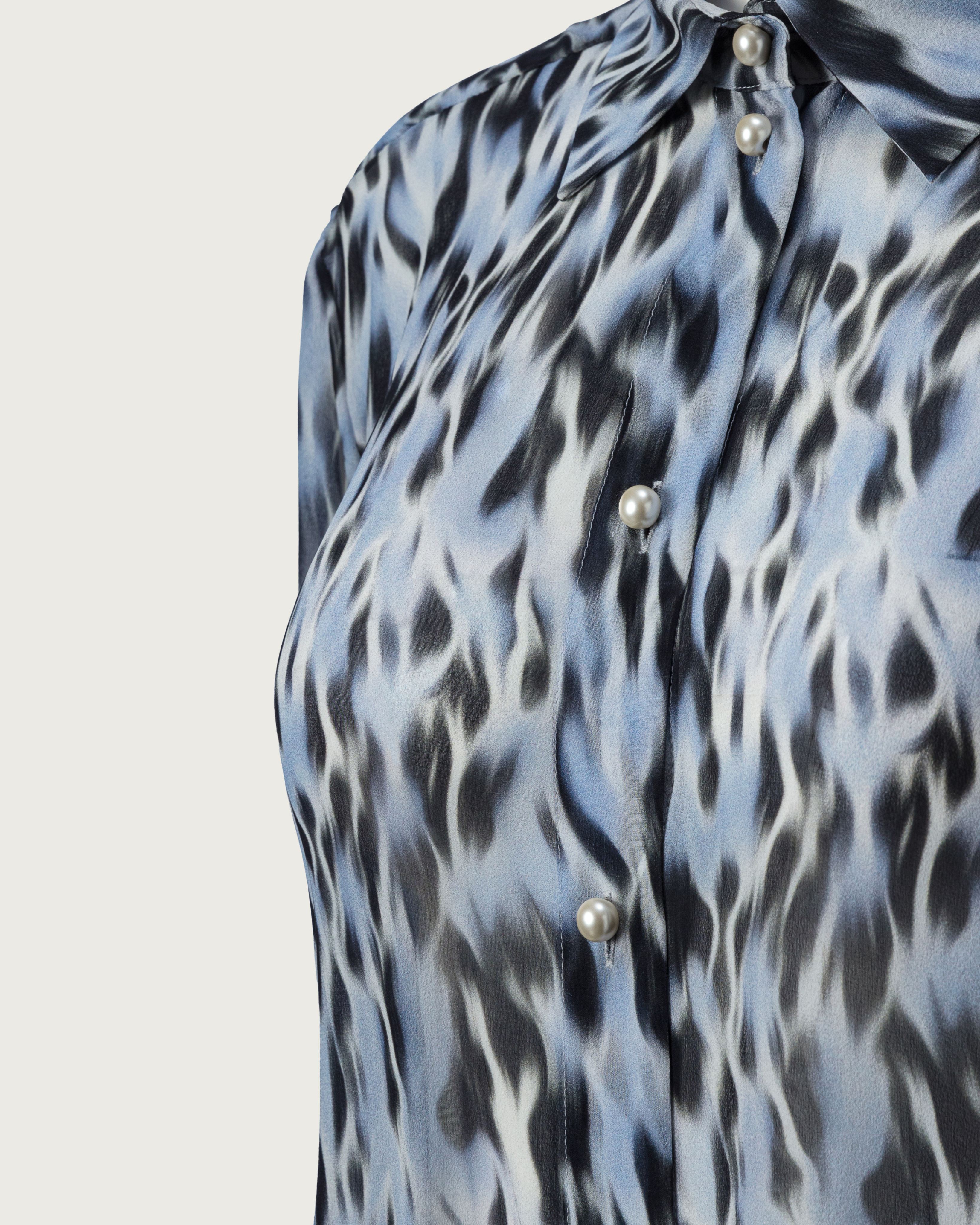 Rochie-Camasa din Georgette de Matase cu Print Feather