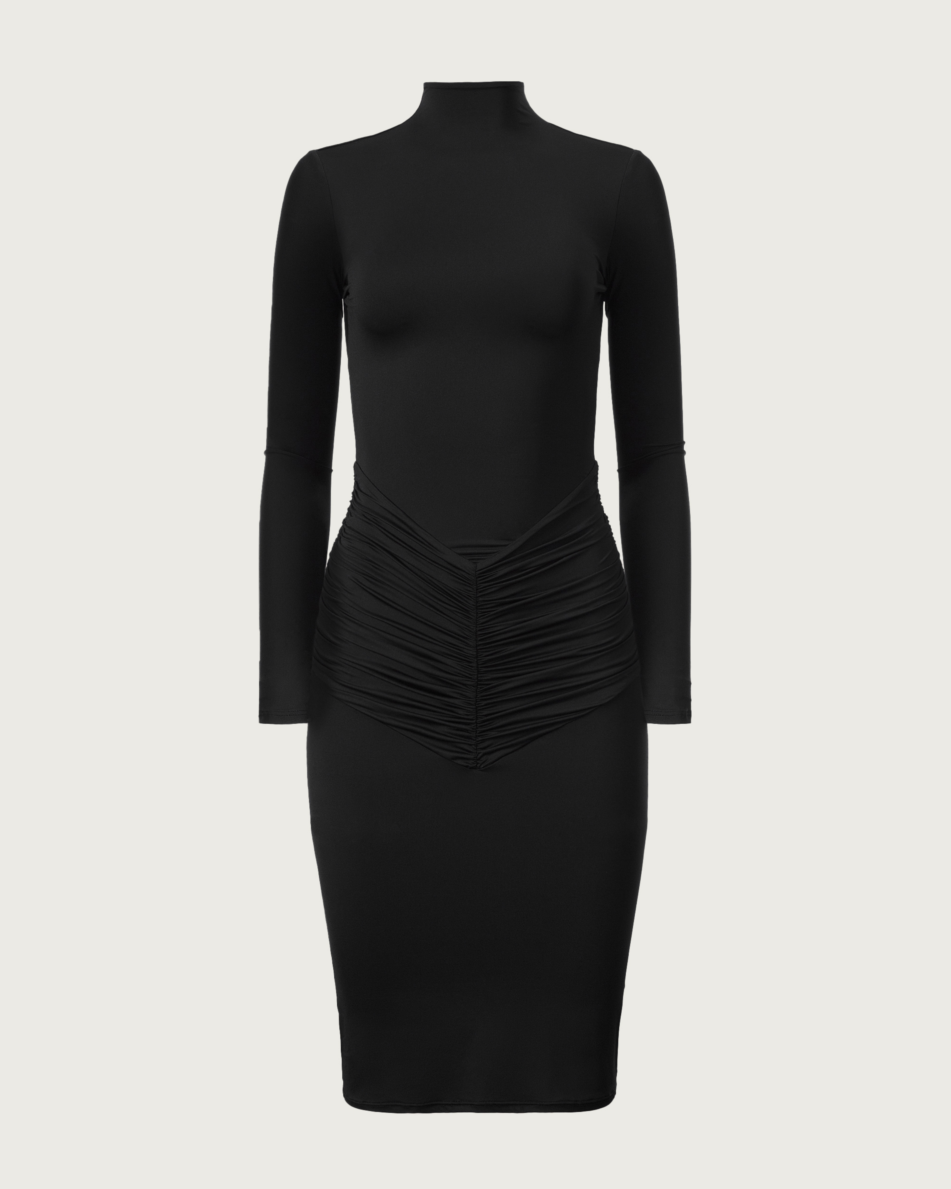 Rochie Midi cu Guler Inalt