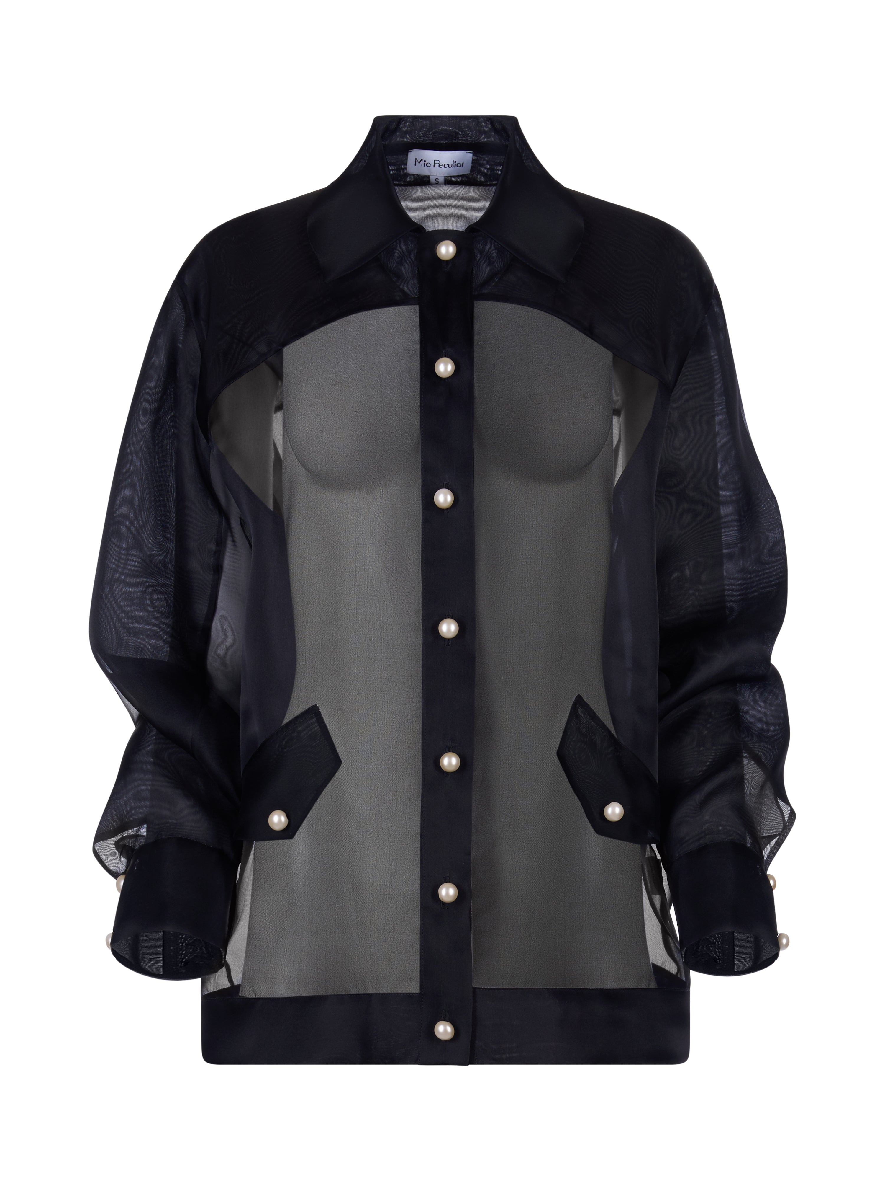 Geaca Bomber din Organza si Perle