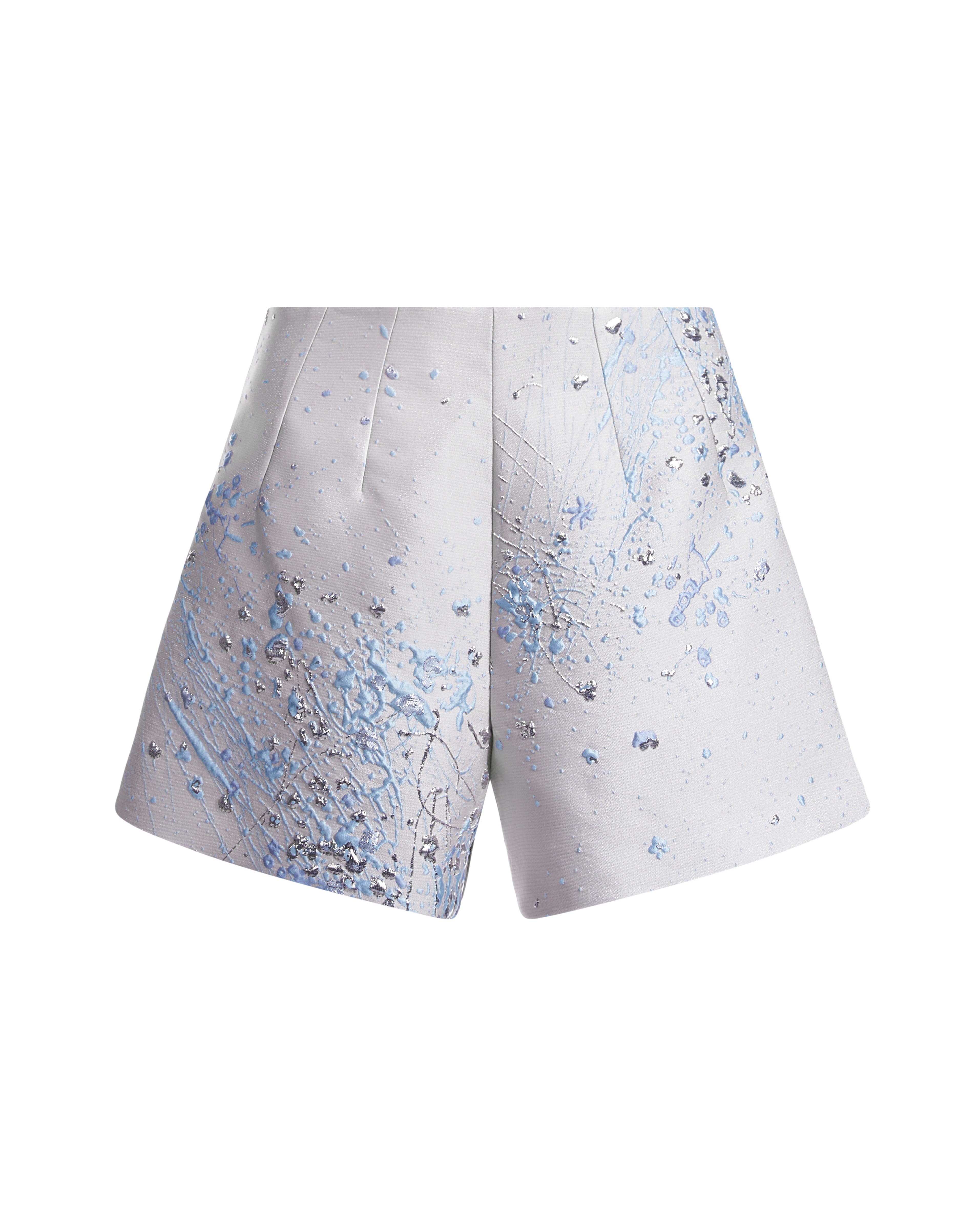 Pantaloni Scurti din Brocard Alb Perlat