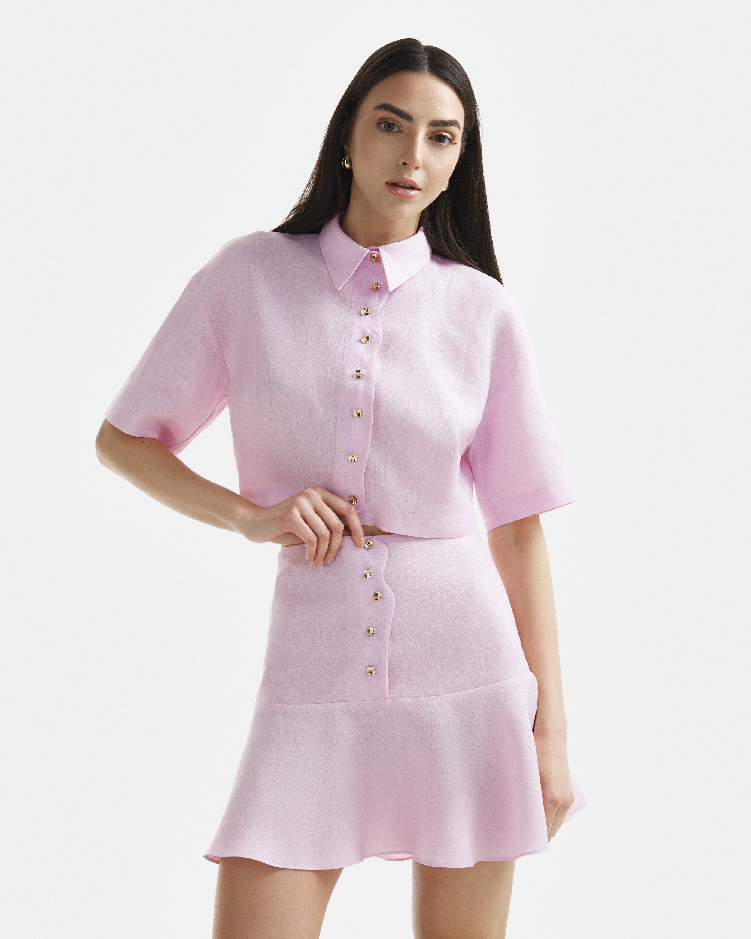 Camasa Cropped Wave din In Candy Pink