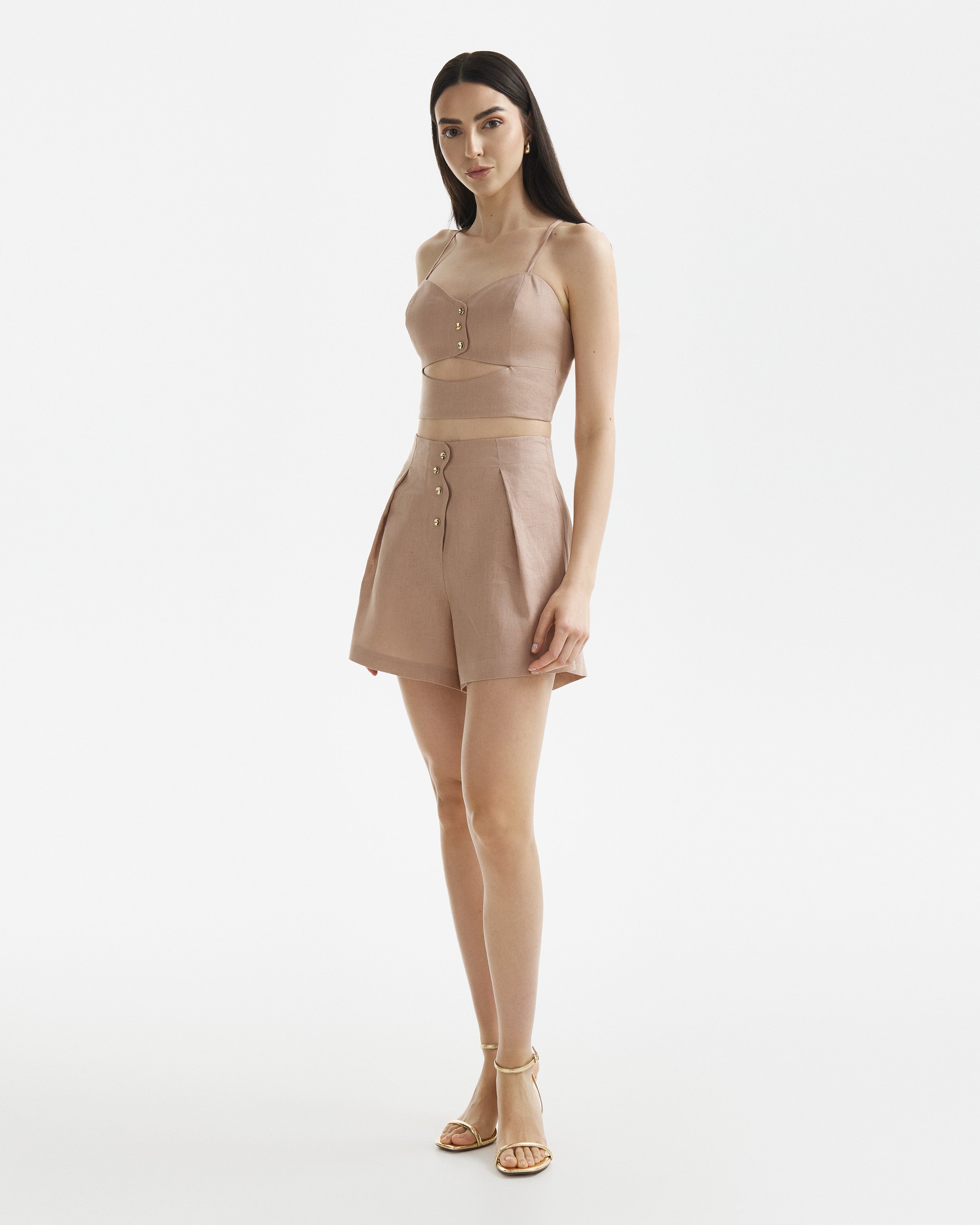 Pantaloni Scurti Wave Din In Warm Taupe