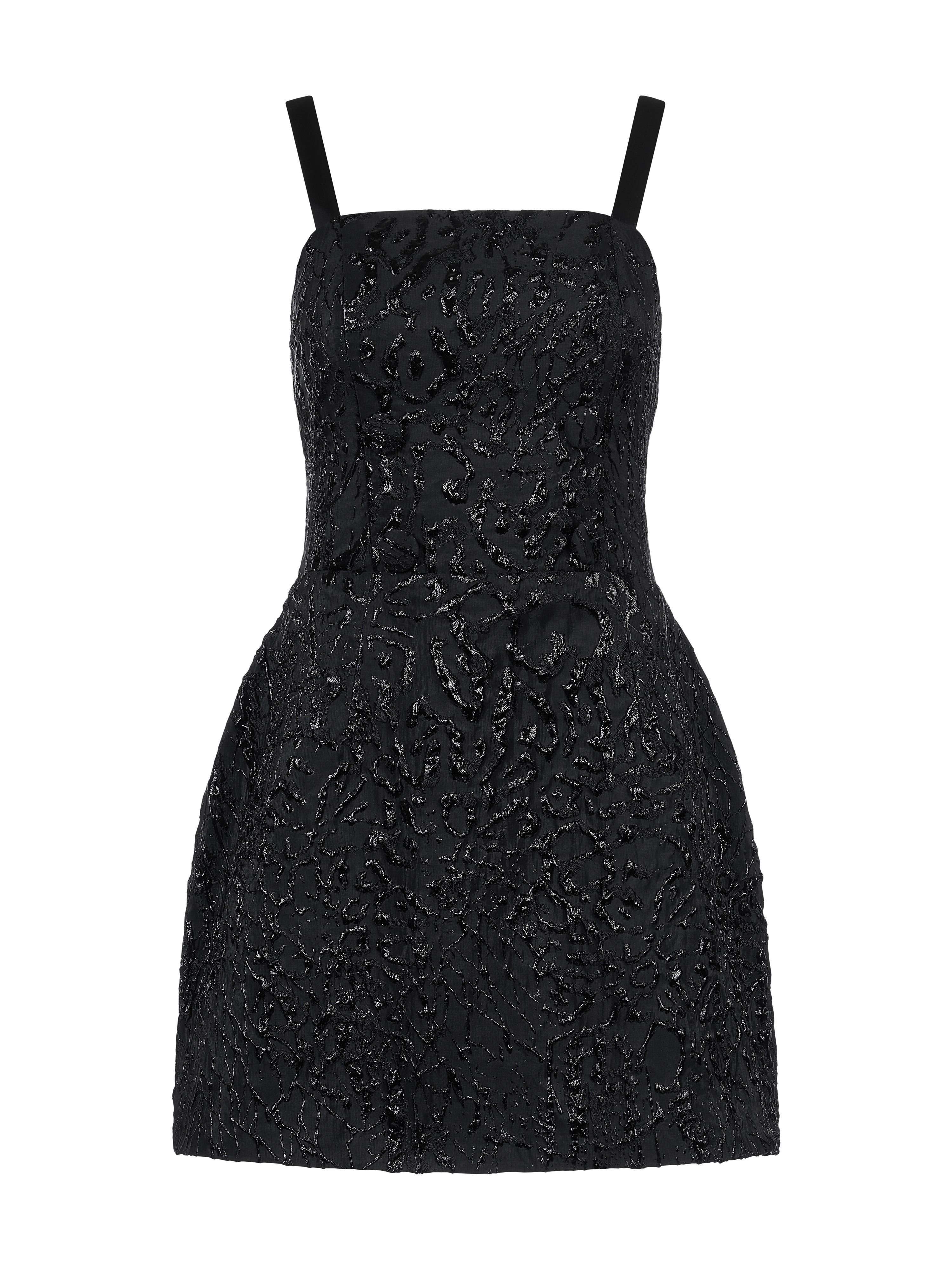 Rochie Mini din Jacquard cu Nasturi Negru