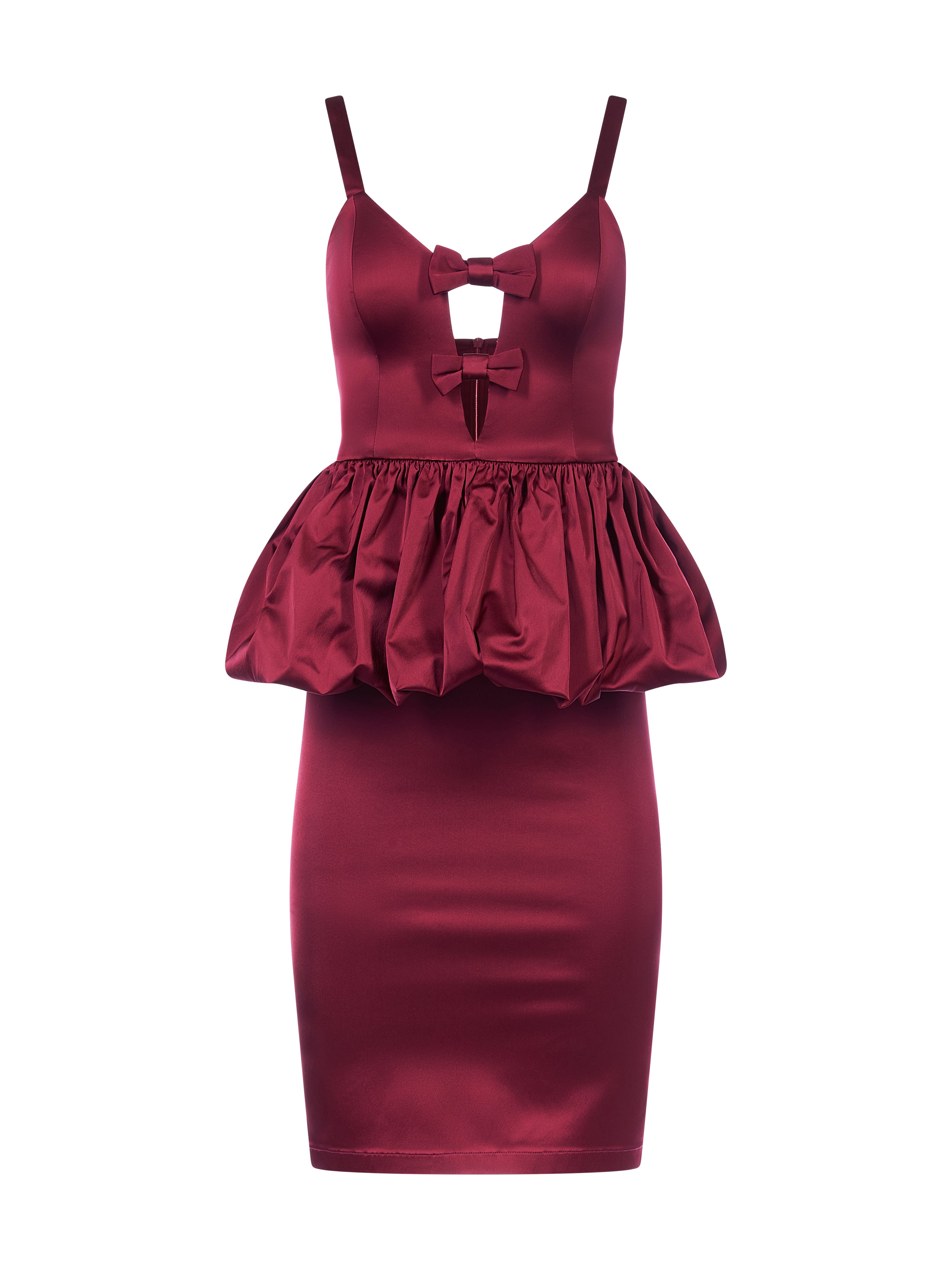 Rochie Peplum cu Funde Bordeaux