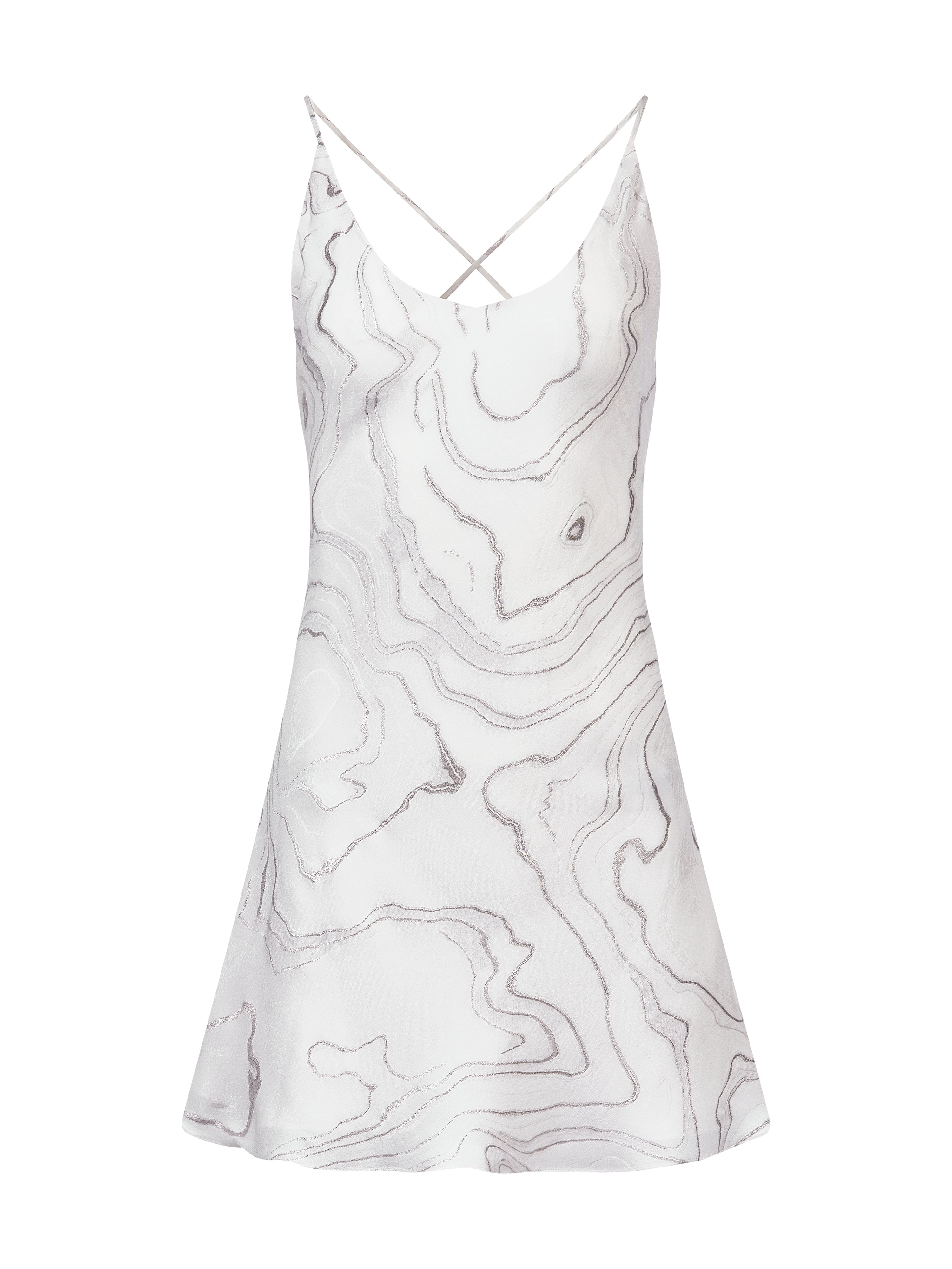 Rochie Mini din Matase cu Broderie Argintie