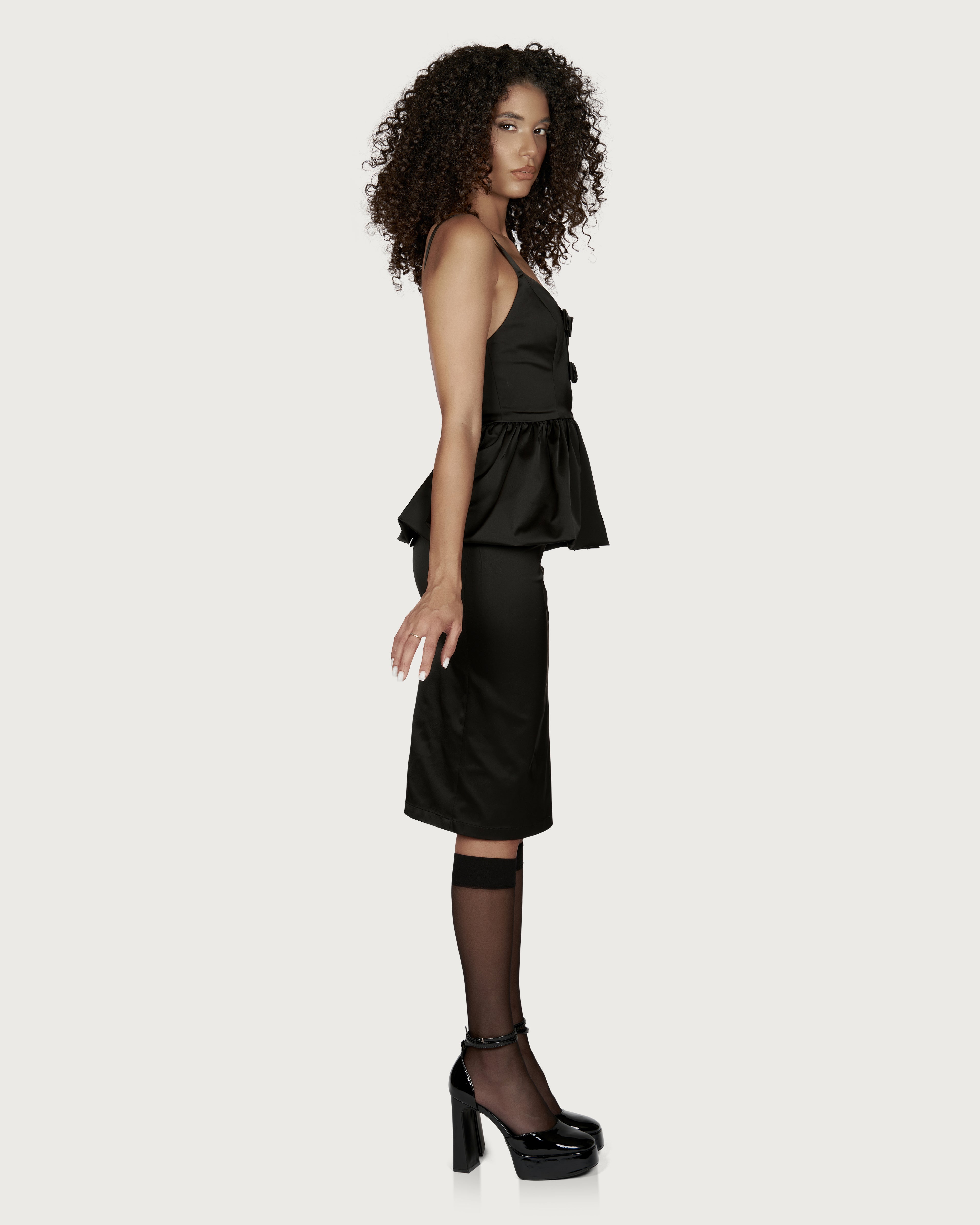 Fusta Midi Stretch Negru