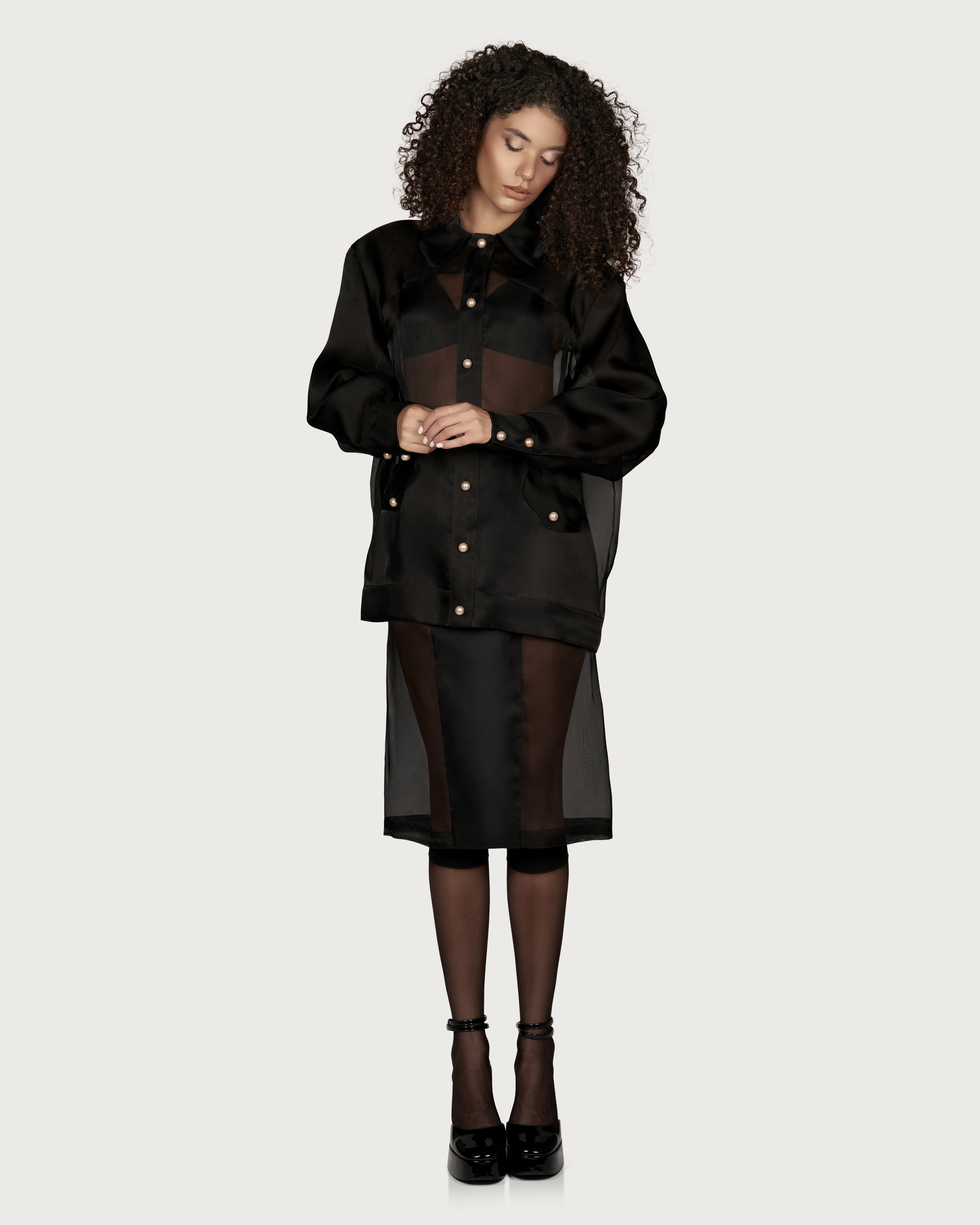 Geaca Bomber din Organza si Perle