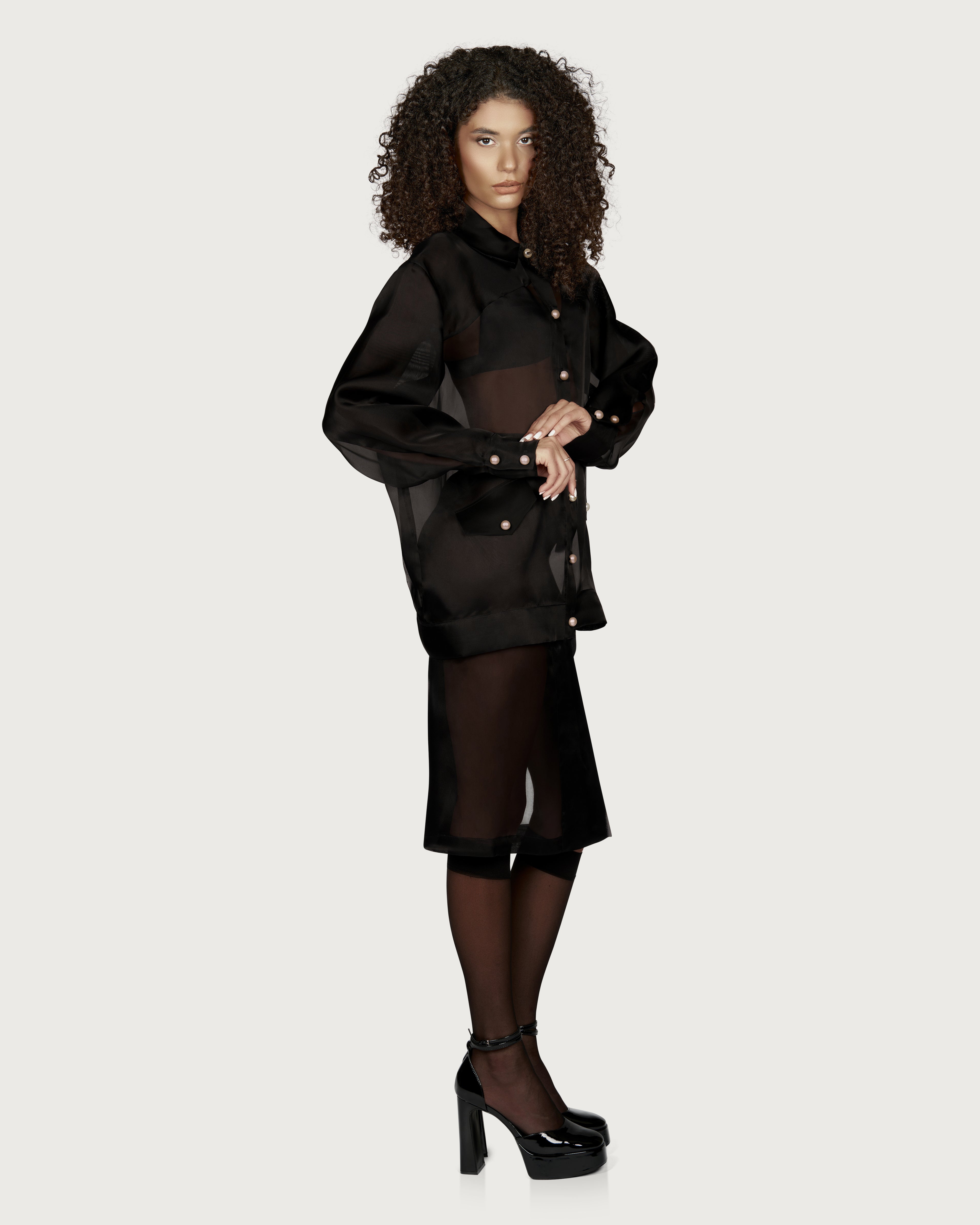 Geaca Bomber din Organza si Perle