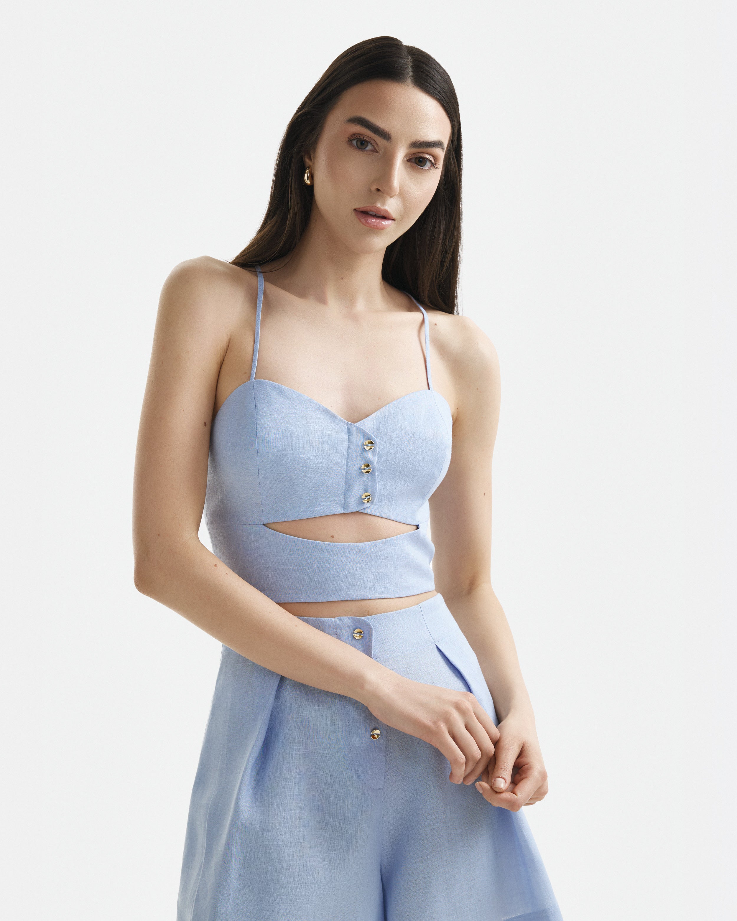 Wave Corset Top Din In Icy Blue