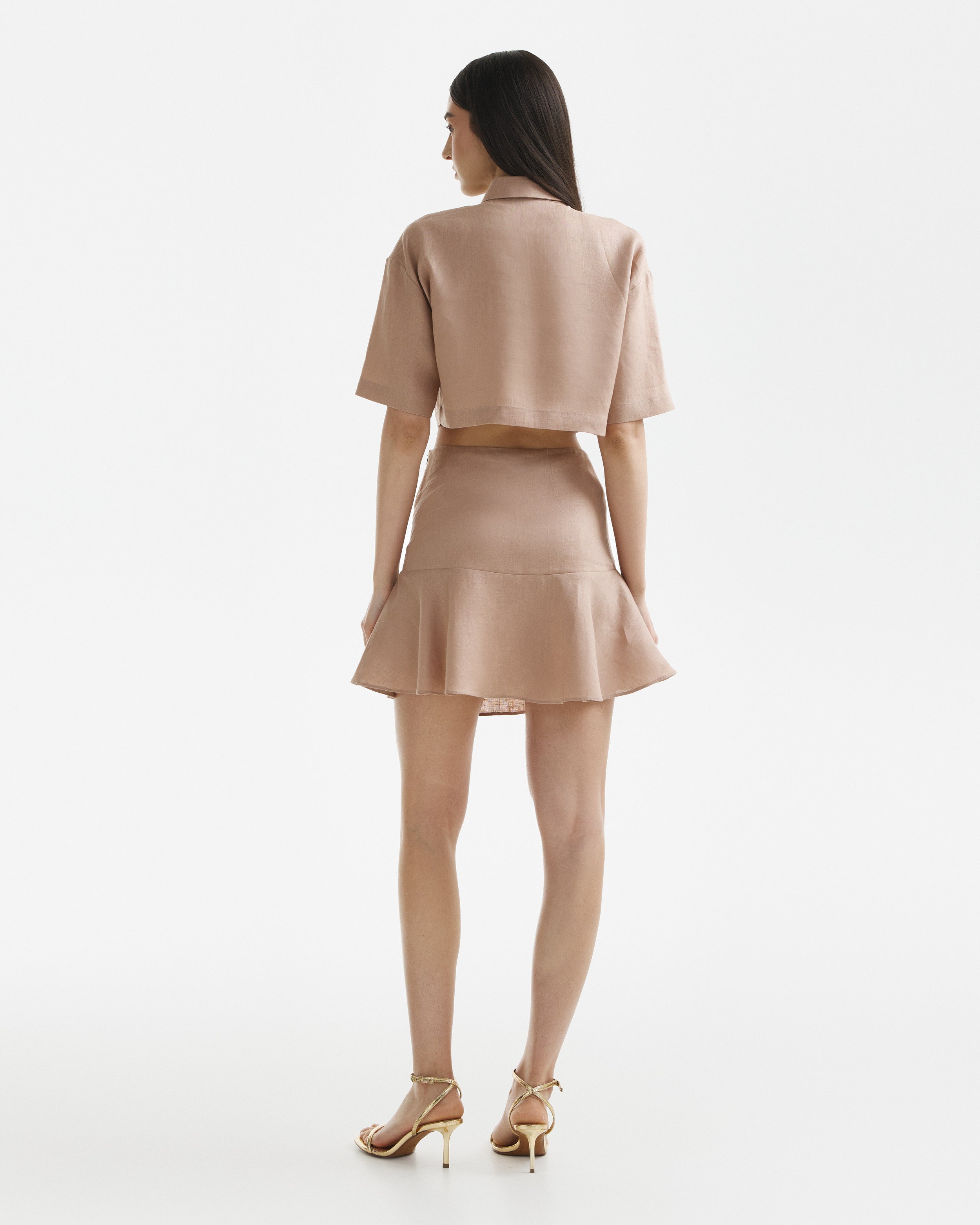 Fusta Mini Wave Din In Warm Taupe