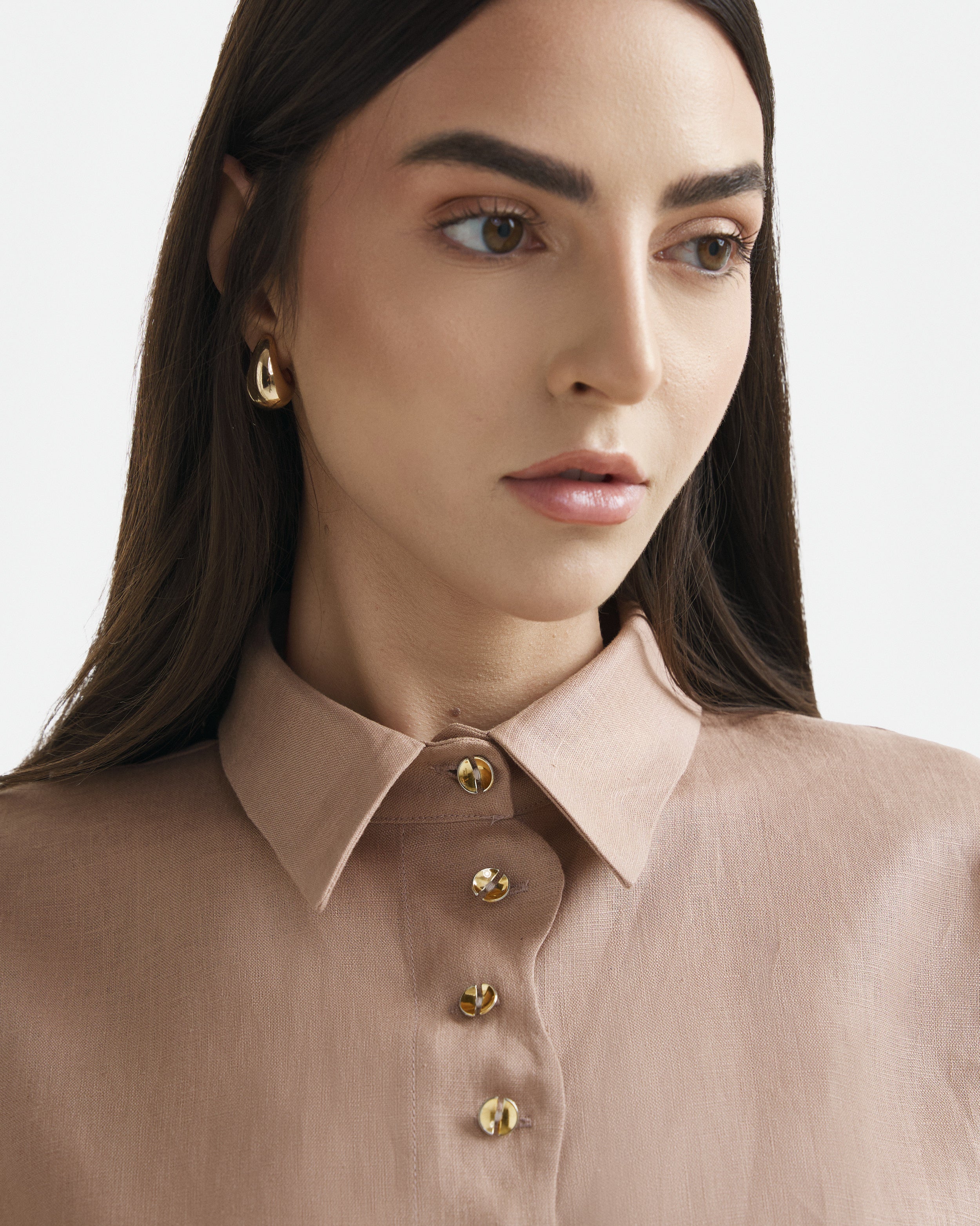 Camasa Cropped Wave din In Warm Taupe