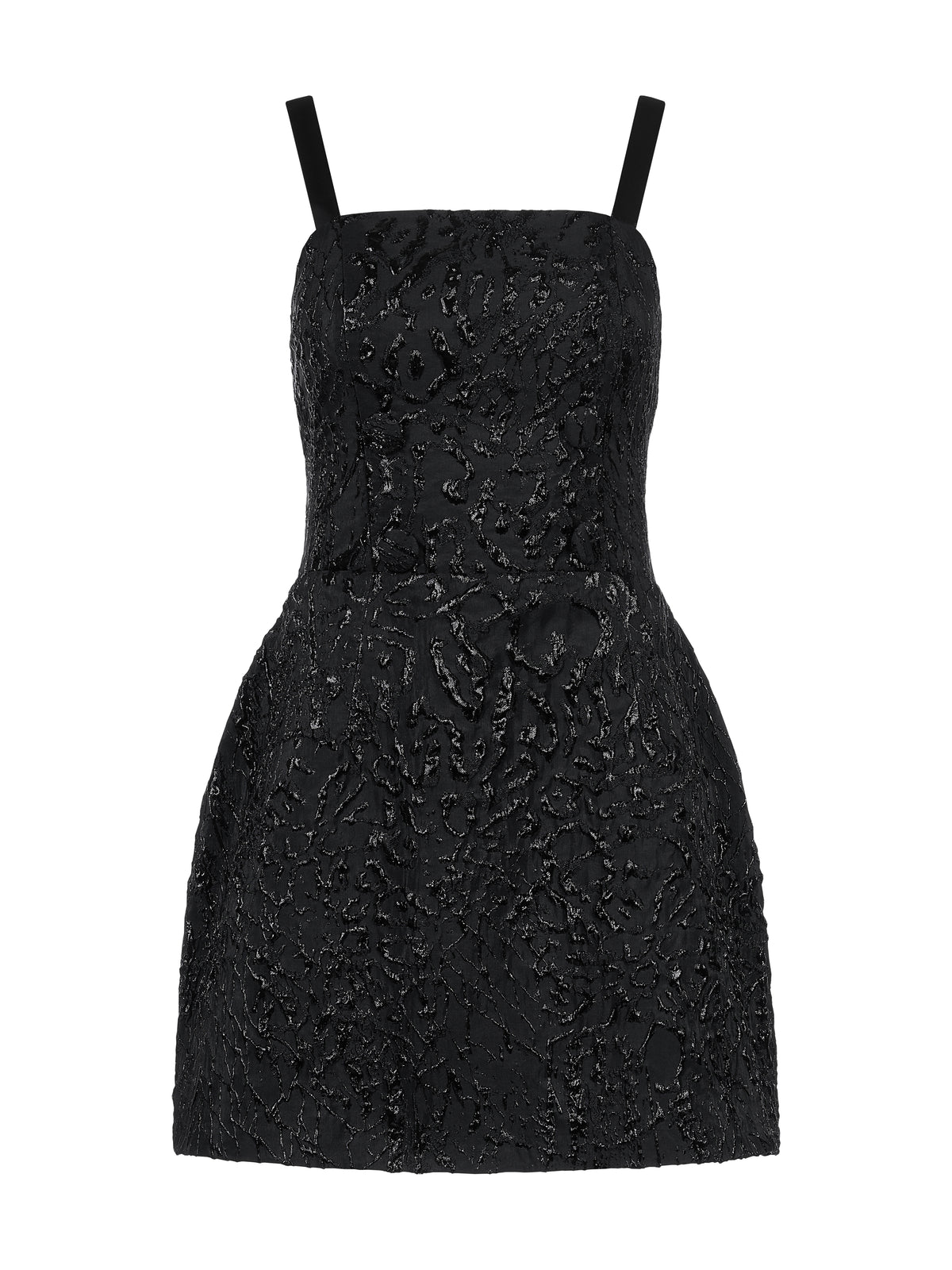 Rochie Mini din Jacquard cu Nasturi Negru