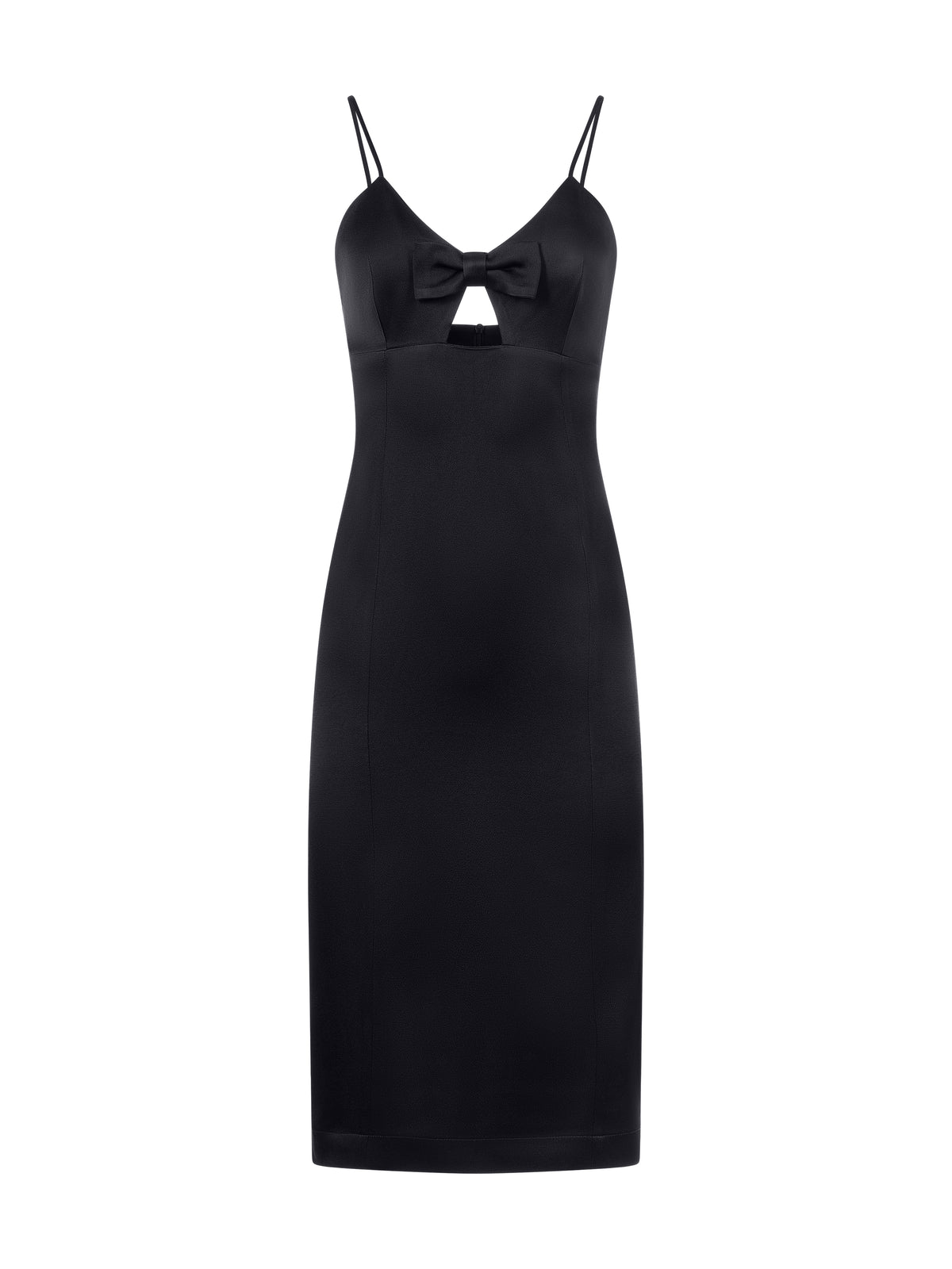 Rochie Midi din Crepe cu Funda Negru