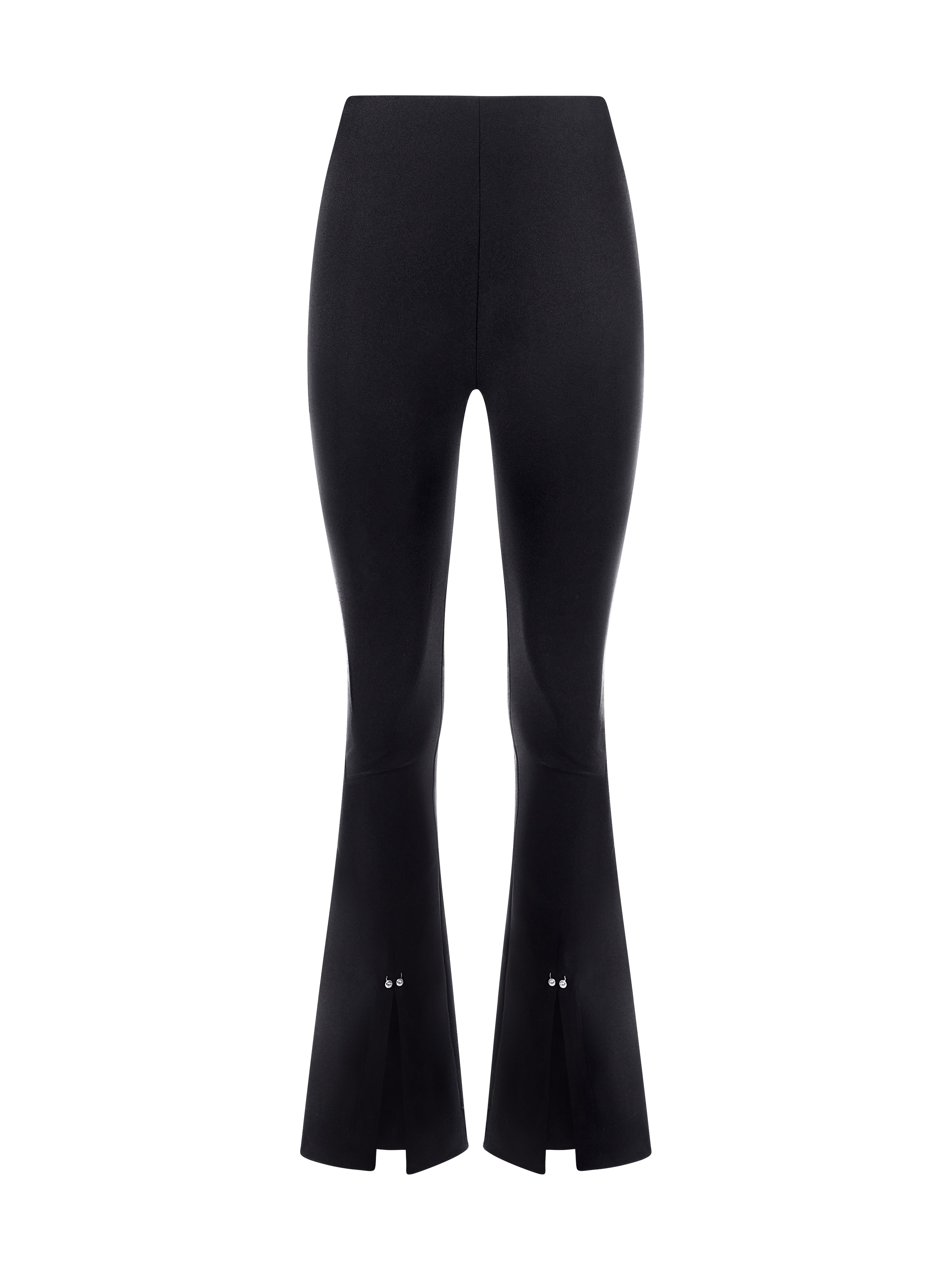 Pantaloni din Material Elastic cu Decupaje Negru