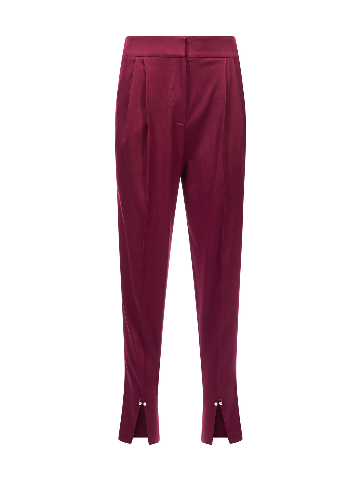 Pantaloni din Lana cu Pliuri si Decupaje Bordeaux