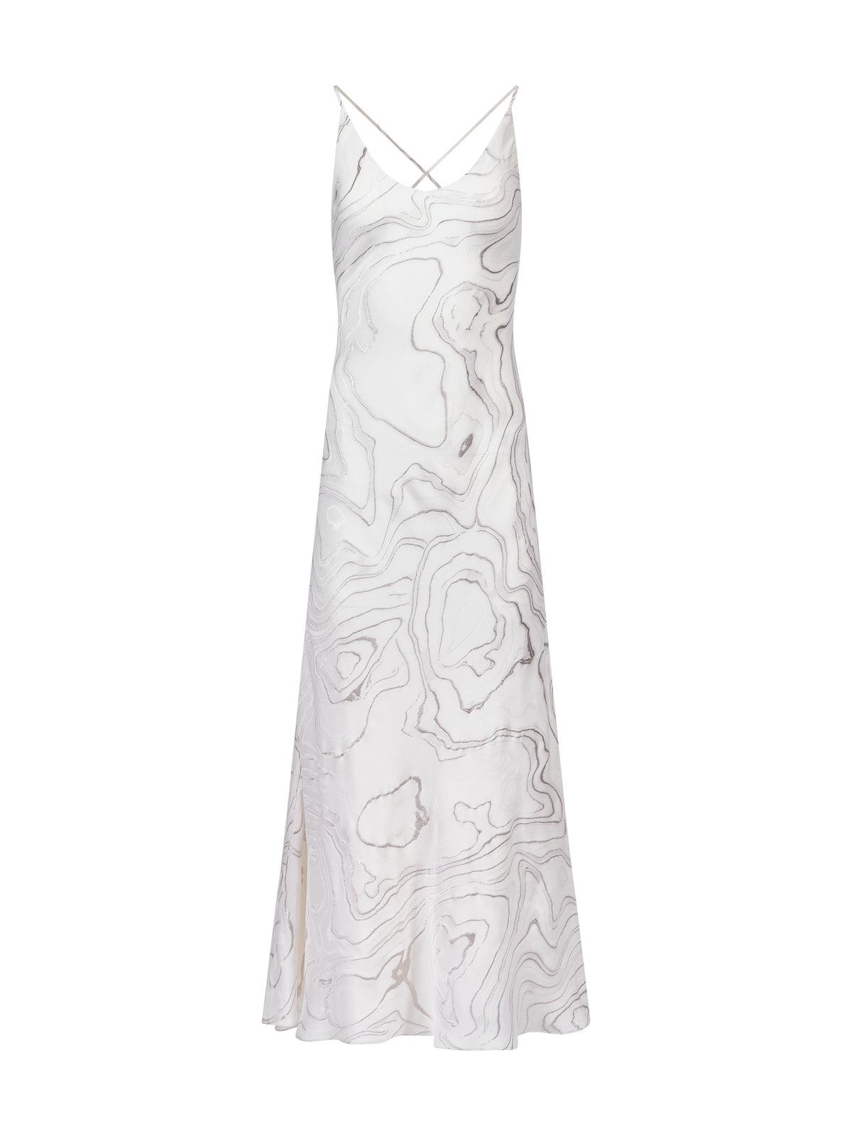 Rochie Maxi din Matase cu Broderie Argintie