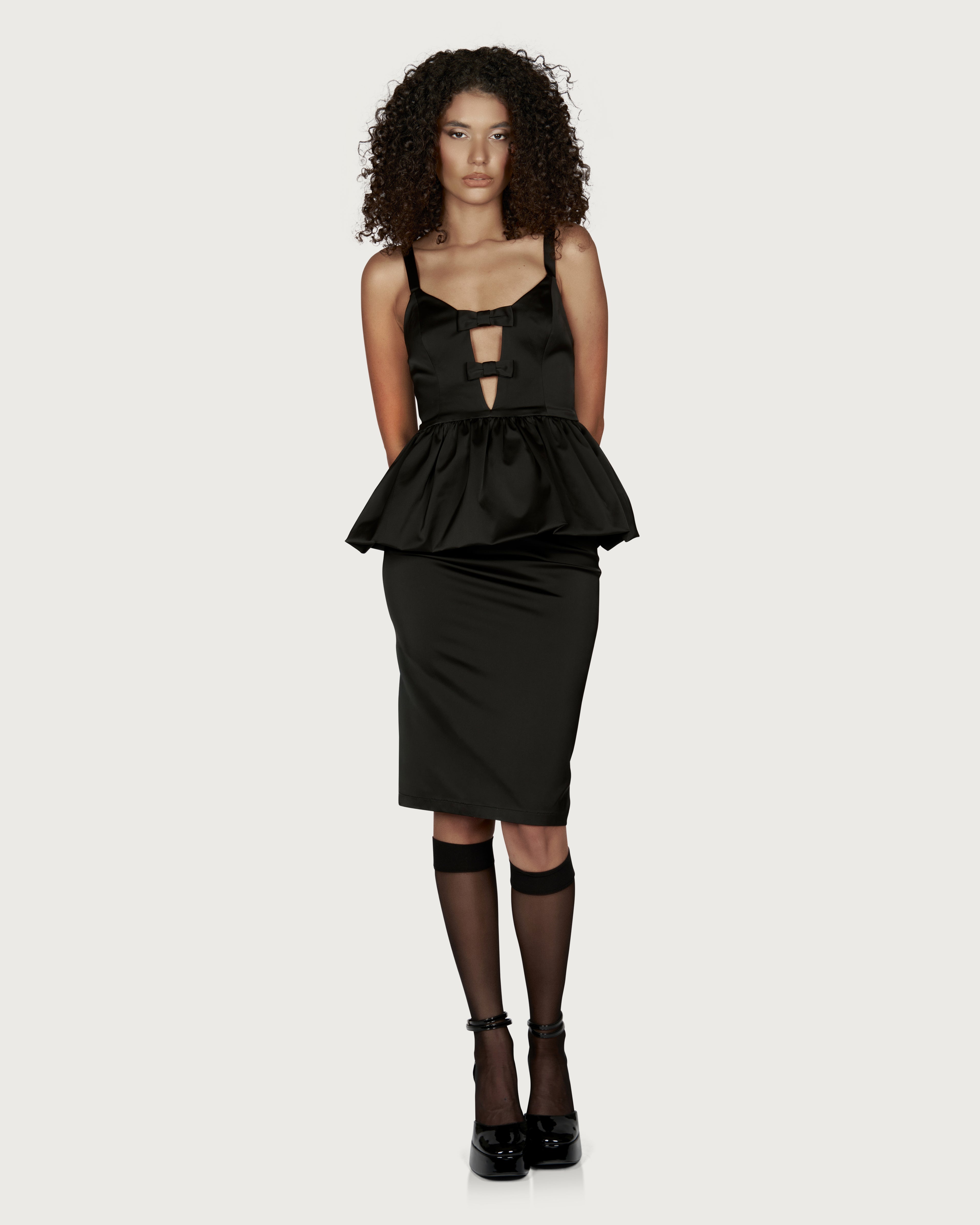Corset Peplum cu Funde Negru
